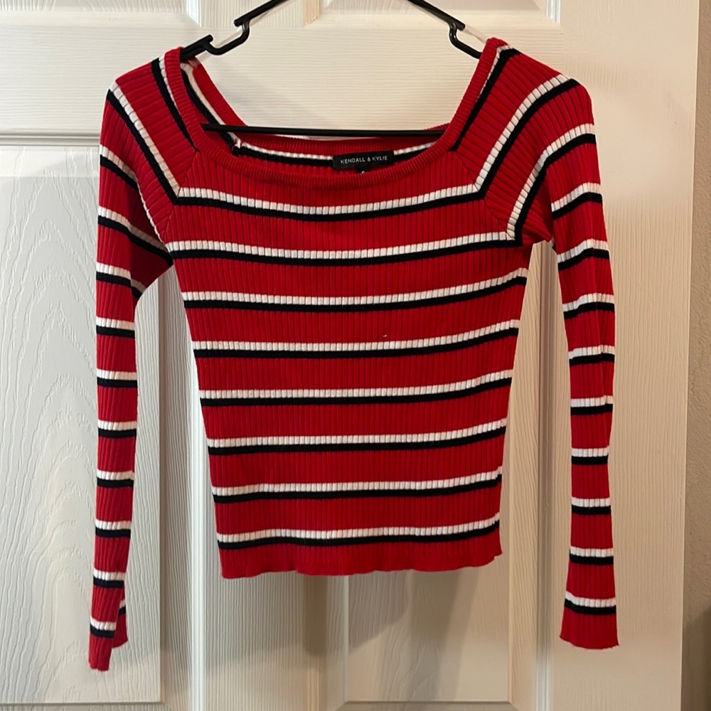 Kendall and Kylie striped longsleeve top